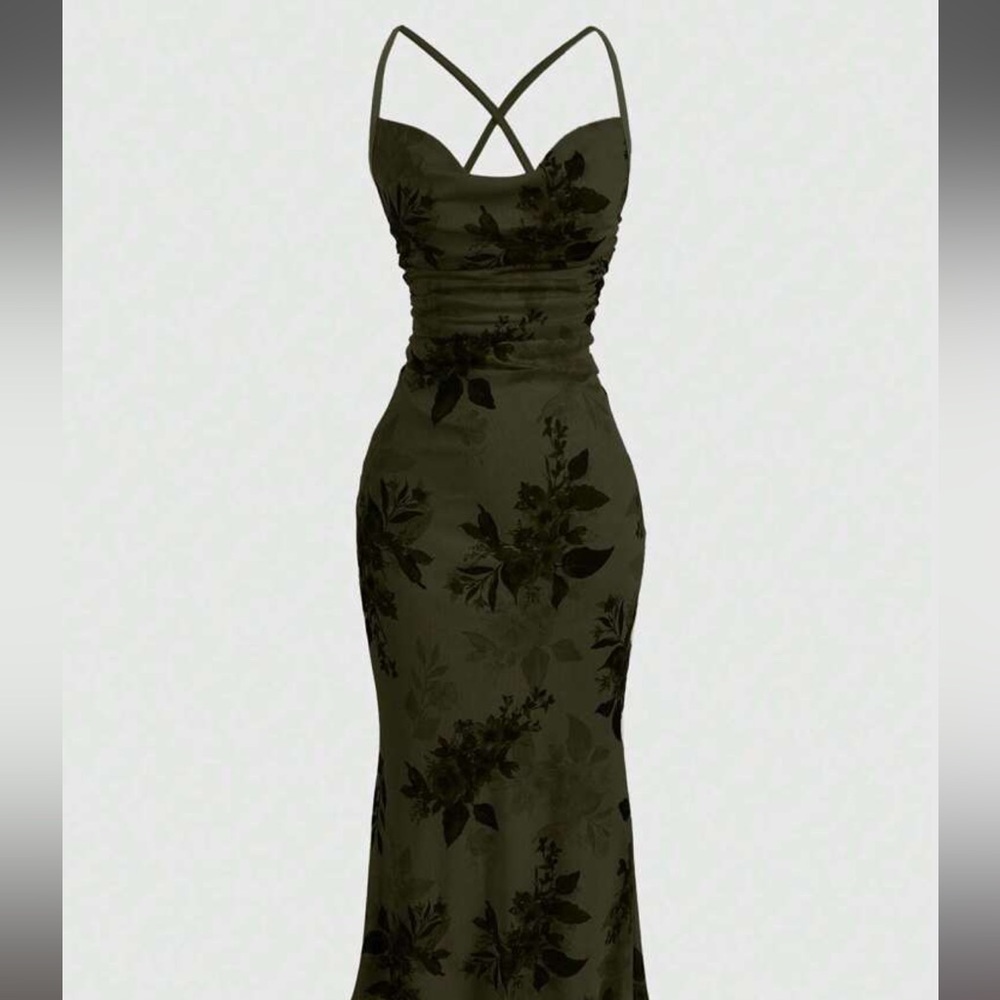 ROMWE Dark Green Slip Dress